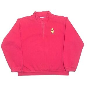 Vintage 90’s Disneyland Winnie The Pooh Embroidered Half Zip Pullover Sweater